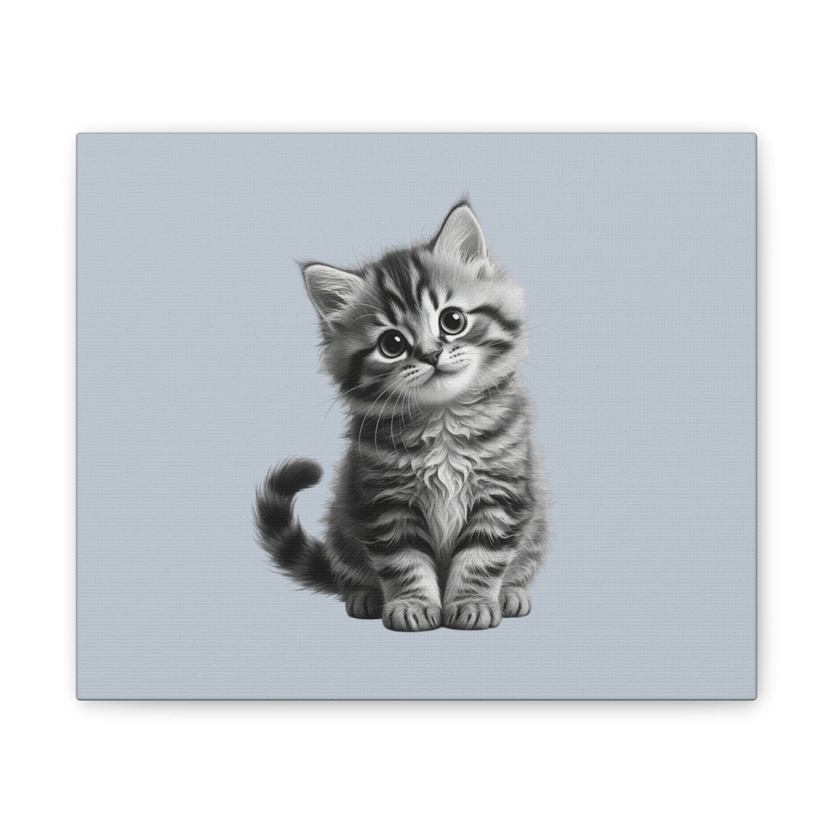 Gray Tabby Kitten Illustration Canvas- Bestie Best Decor Collection- Sage Collection
