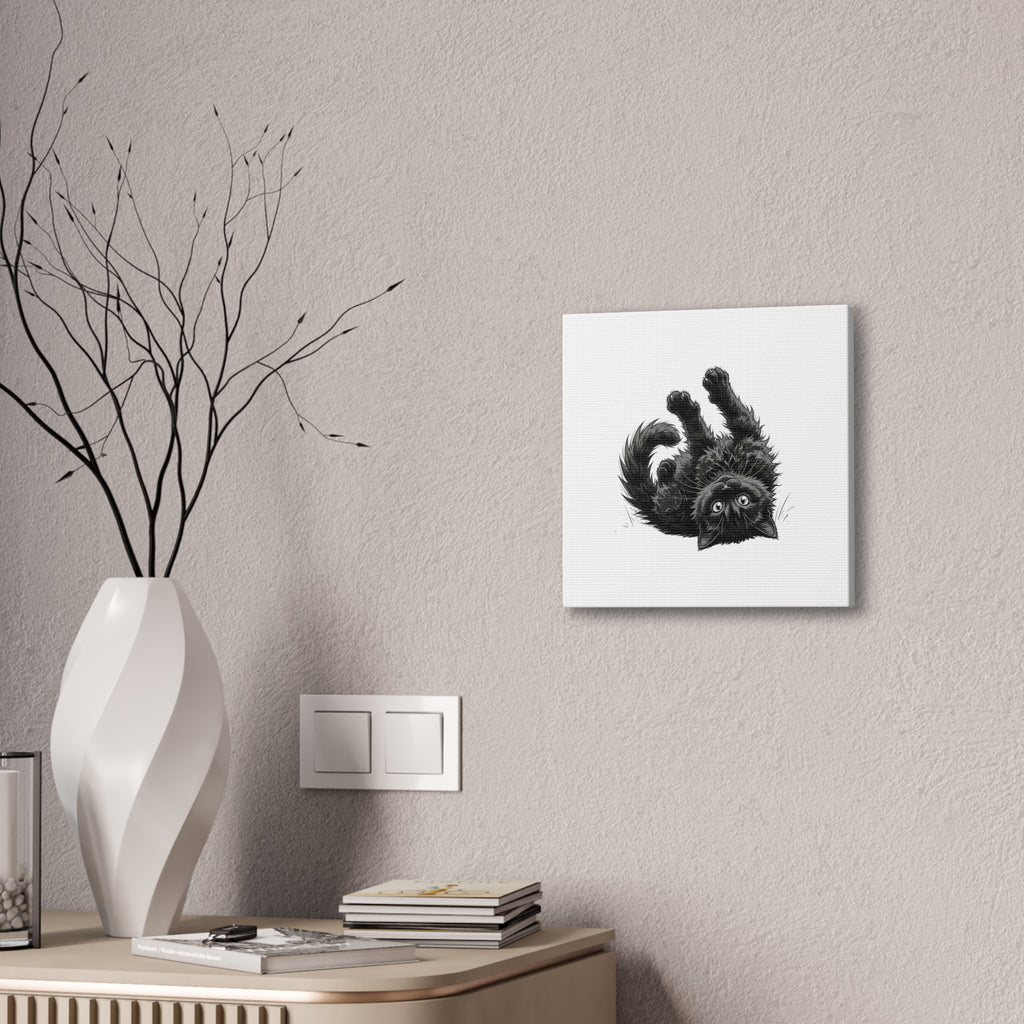 Playful Fluffy Black Kitten Canvas- Twixie Collection- Bestie Best Decor Collection