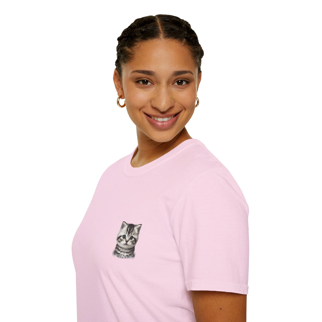 Proper Kitten Portrait T-Shirt | Small Chest Pocket Illustration- Bestie Best Collection