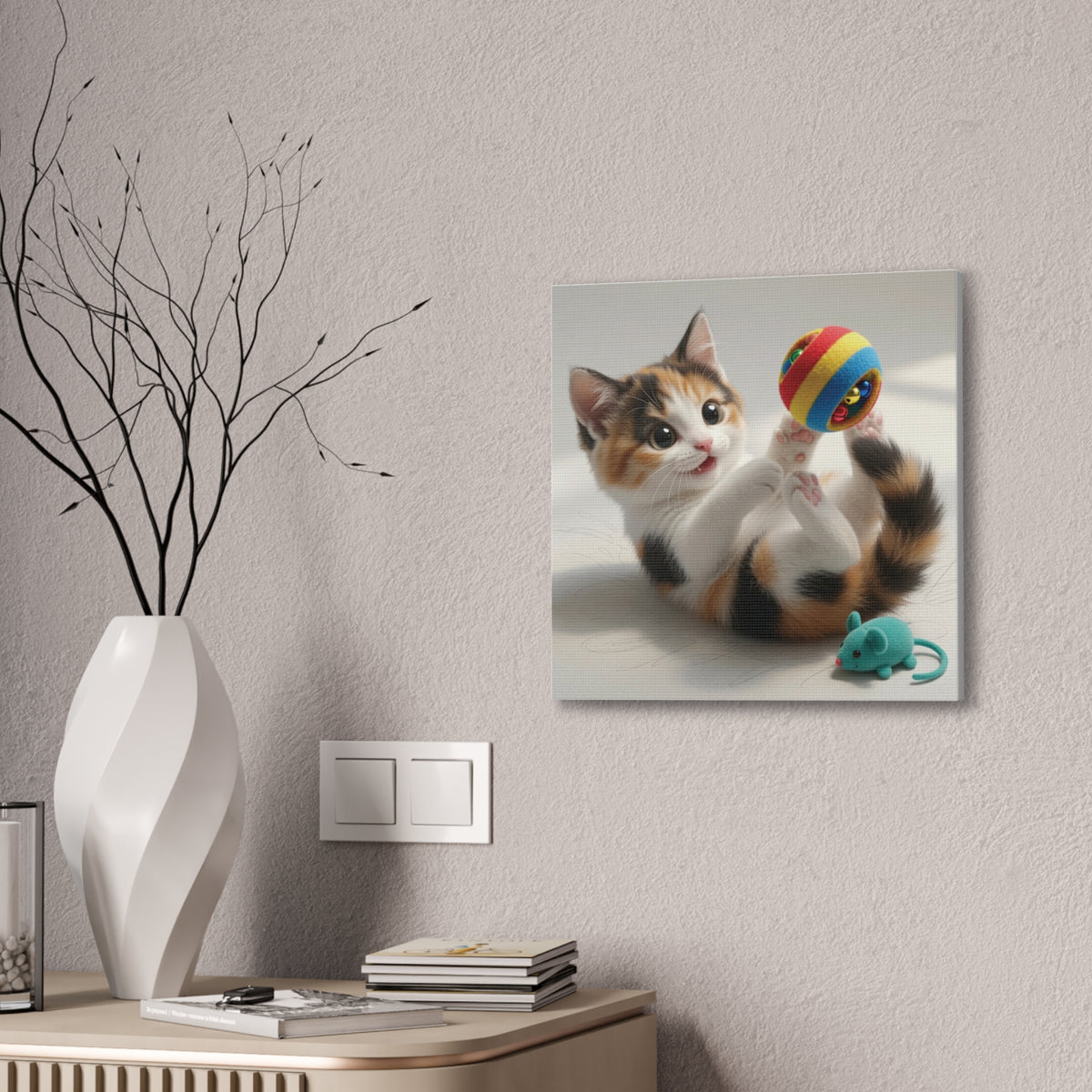 Playful Calico Kitten Canvas- Nursery Decor- Baby & Kids room Decor- Gloria Collection