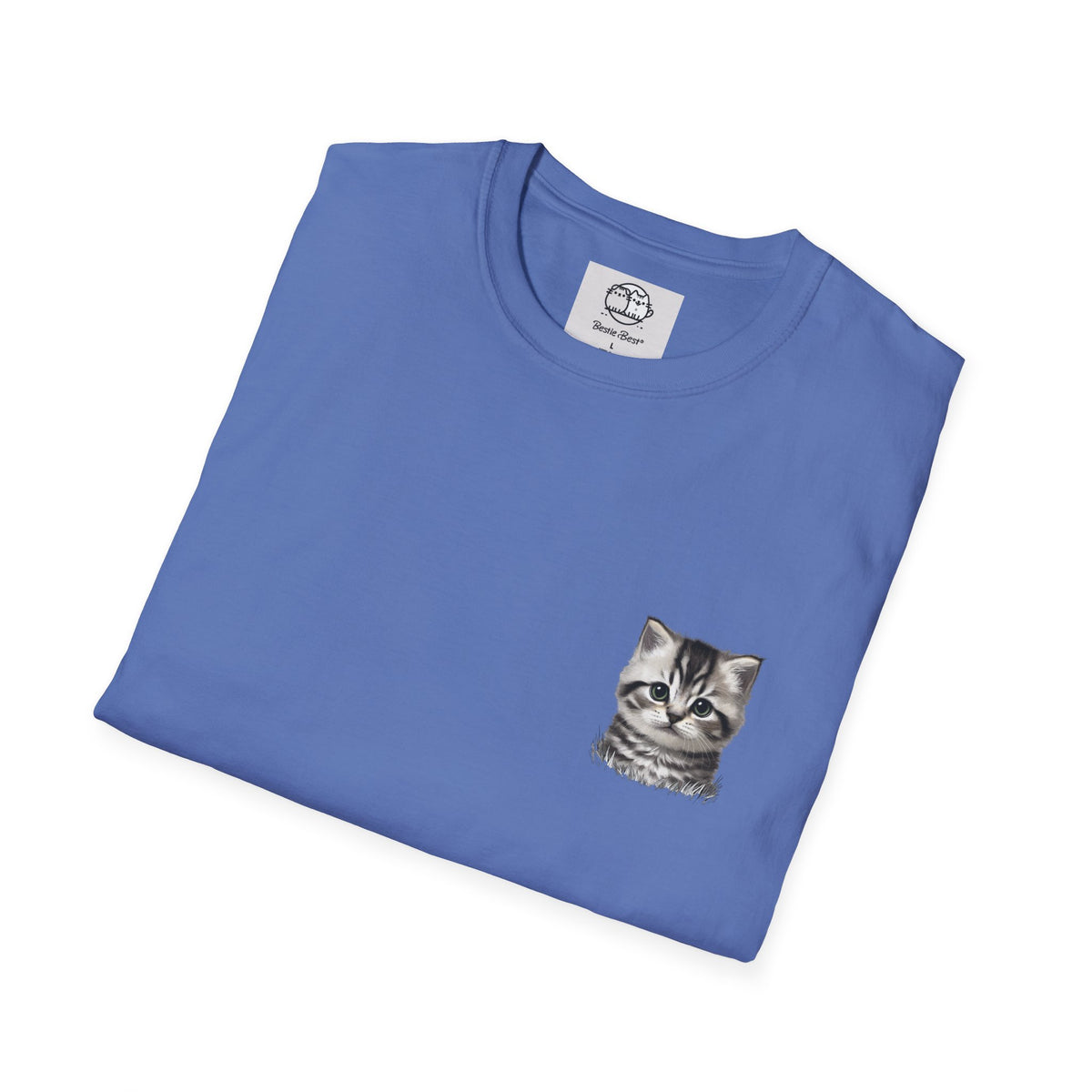 Proper Kitten Portrait T-Shirt | Small Chest Pocket Illustration- Bestie Best Collection