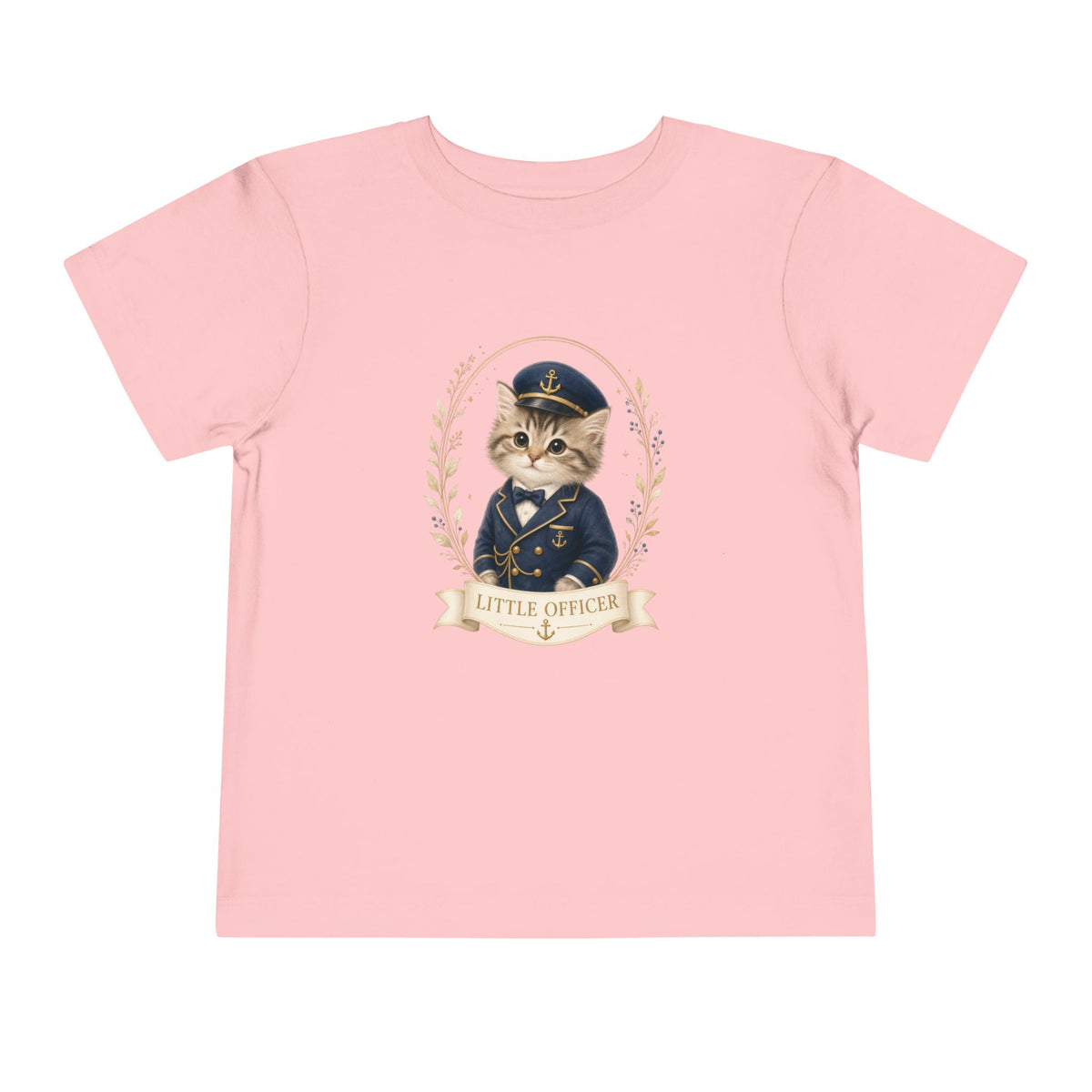 Little Officer Cat toddler tee | kitten captain illustration- Carmen Collection- Bestie Best Luxury Collection