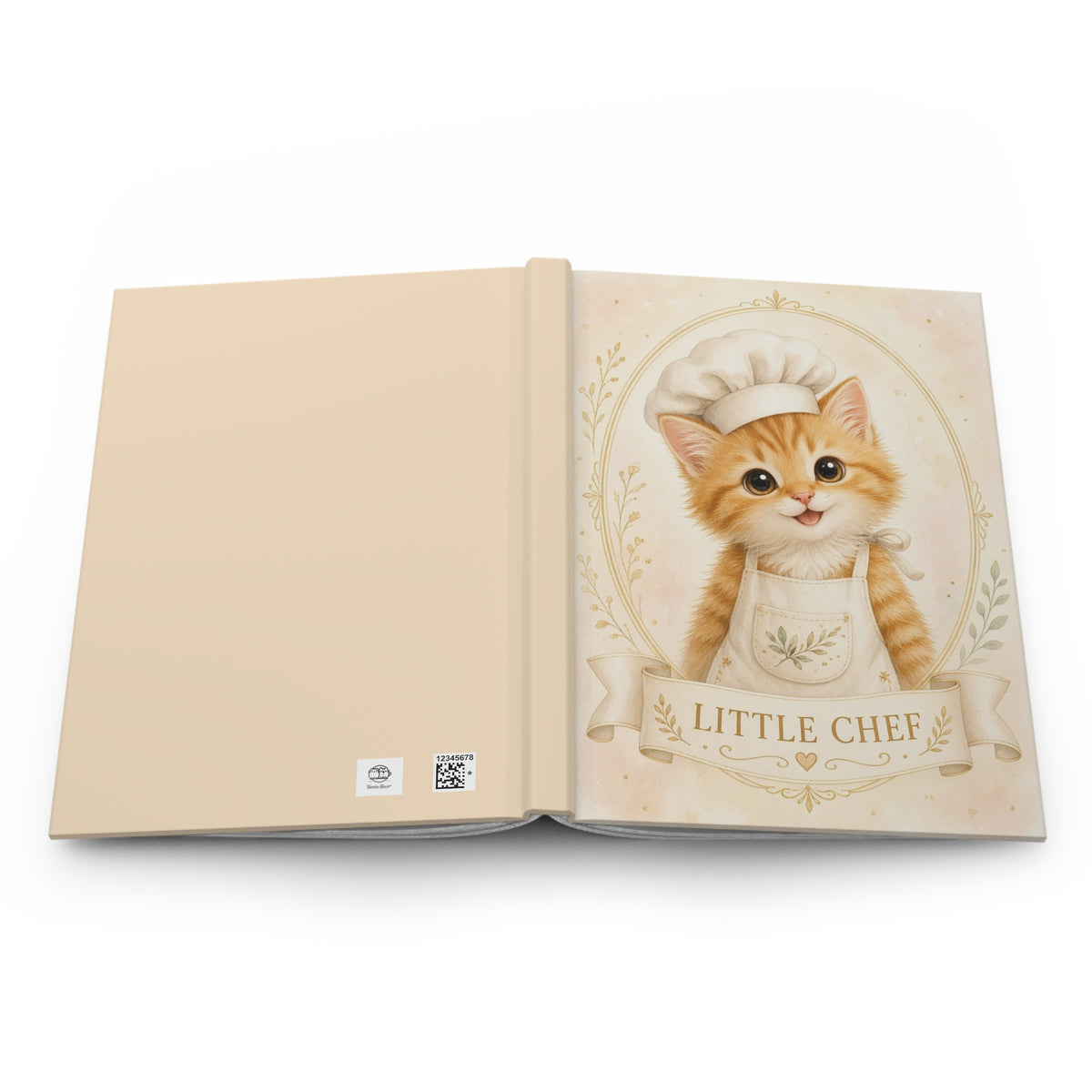 Little Chef Kitten Orange Kitten Portrait Hardcover Journal | Cute Cat Chef Notebook- Bestie Best Journal Collection