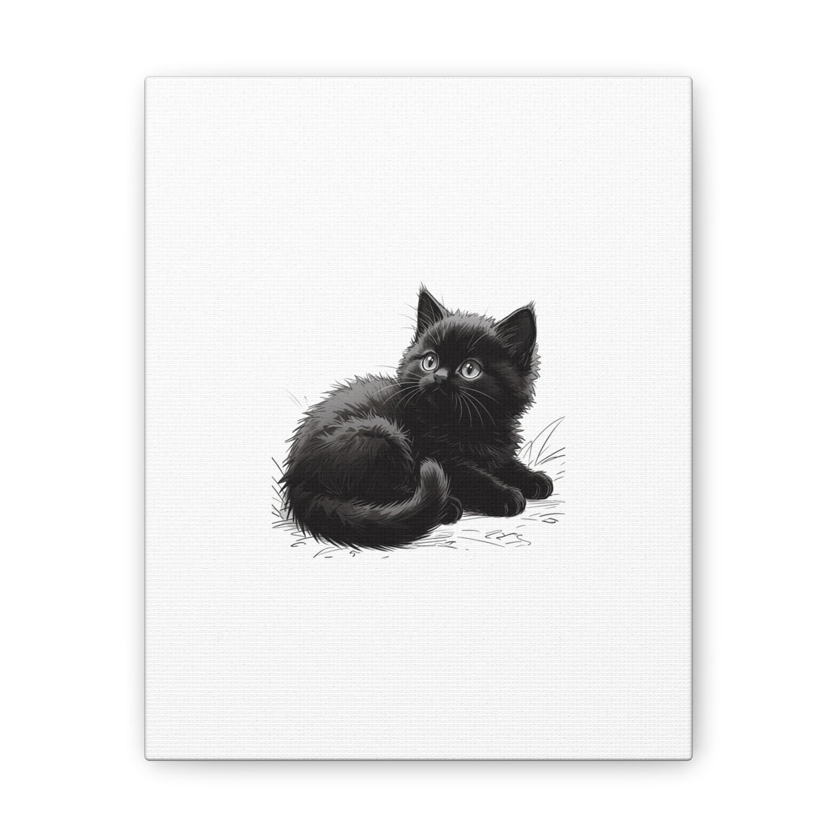 Black Kitten Illustration Canvas Stretched | Cute Cat Wall Art- Nursery & Kids room Decor, Twixie Collection- Bestie Best