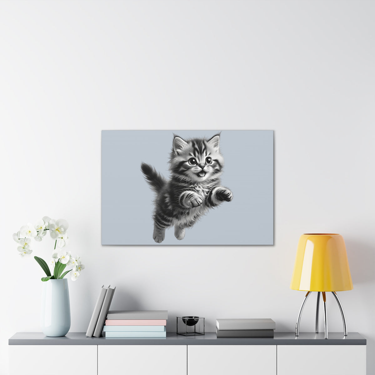 Playful tabby Kitten Canvas- Sage Collection- Bestie Best Decor Collection