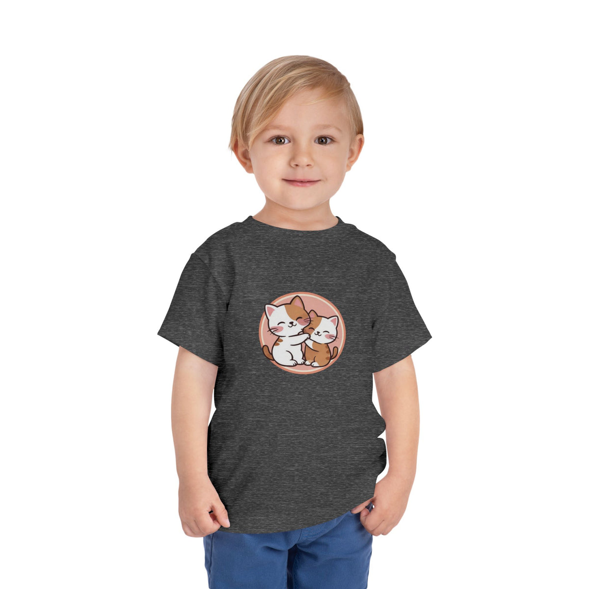 Kawaii Cats Peach Circle Toddler Tee | Atlanta Peach Back Print