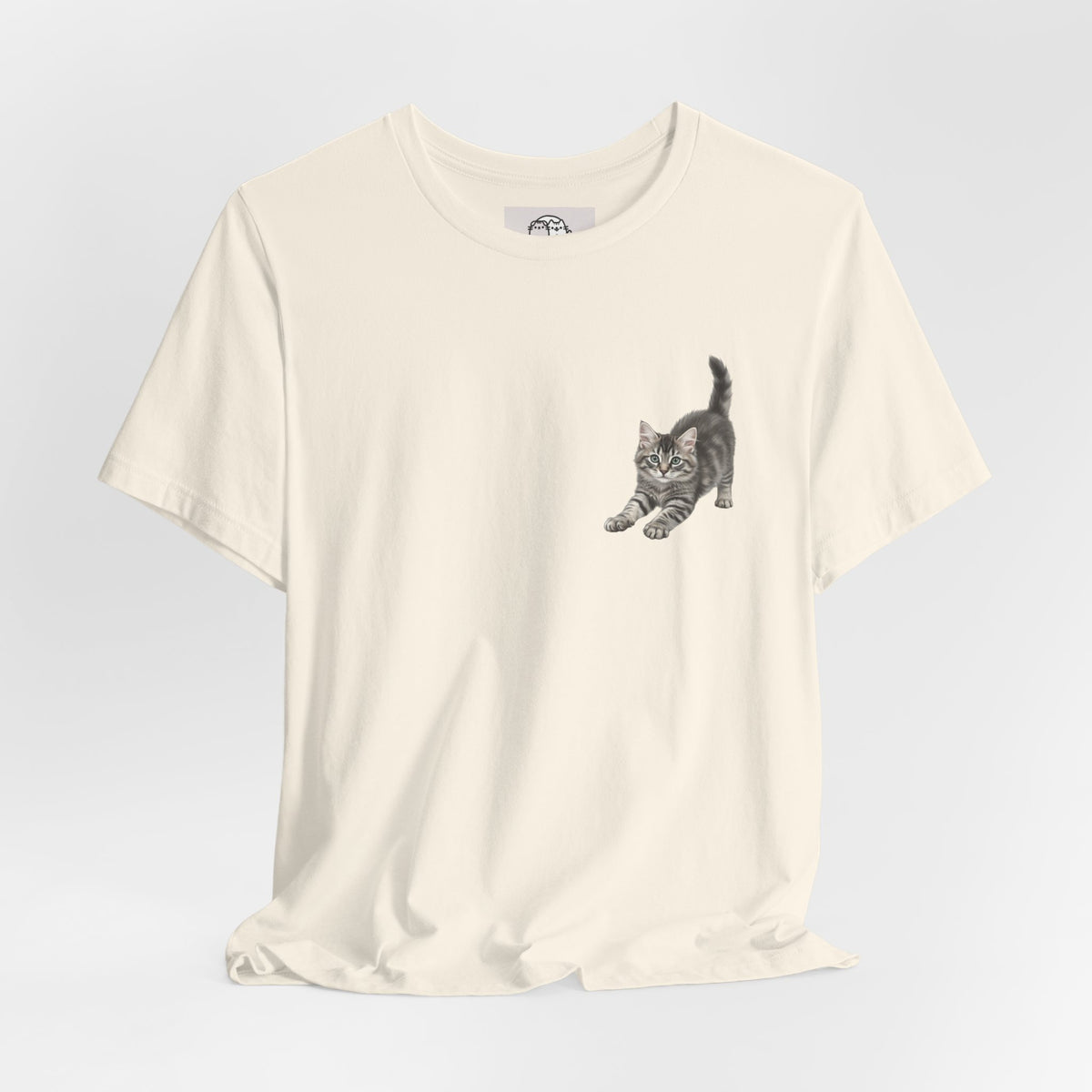 Playful Kitten Pounce Illustration Tee | Carmen Collection Cat Drawing