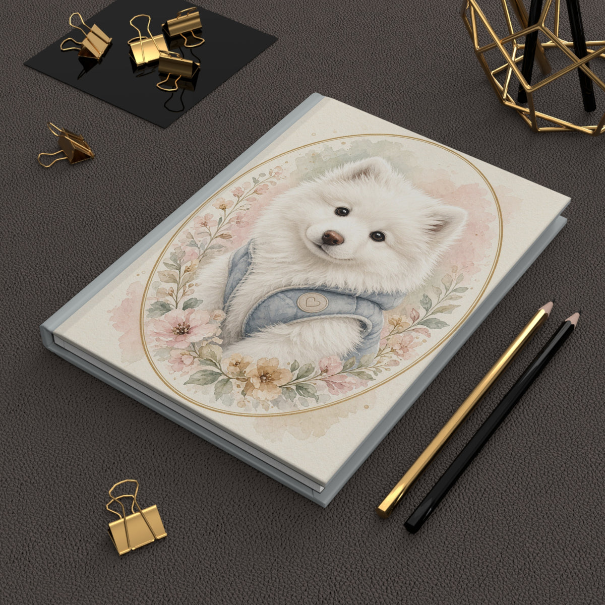Fluffy Samoyed Puppy Portrait Journal | Hardcover Notebook, Bestie Best Journal Collection
