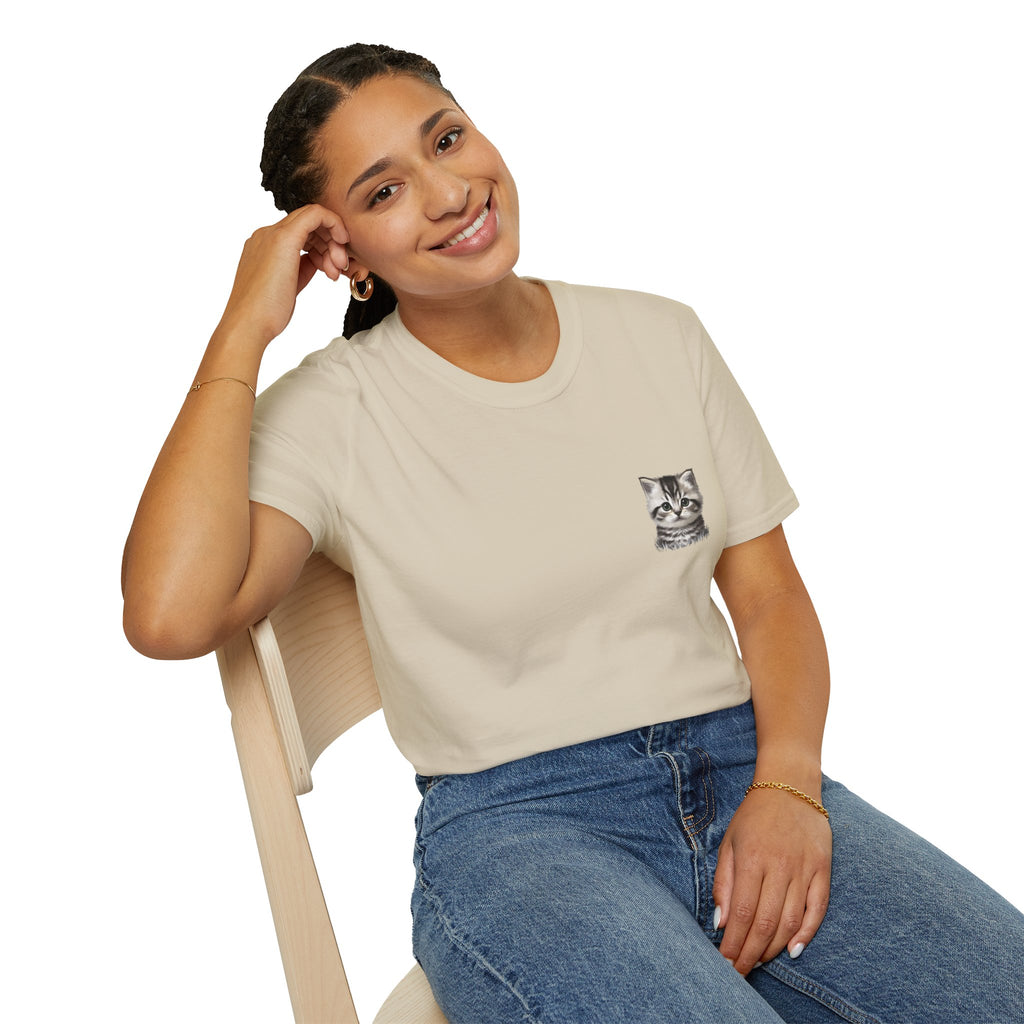 Proper Kitten Portrait T-Shirt | Small Chest Pocket Illustration- Bestie Best Collection