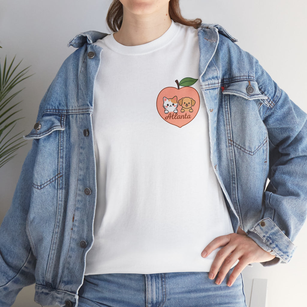 ATLANTA Peach Kitten & Doggie Tee | Cute GA Peach Illustration T-Shirt