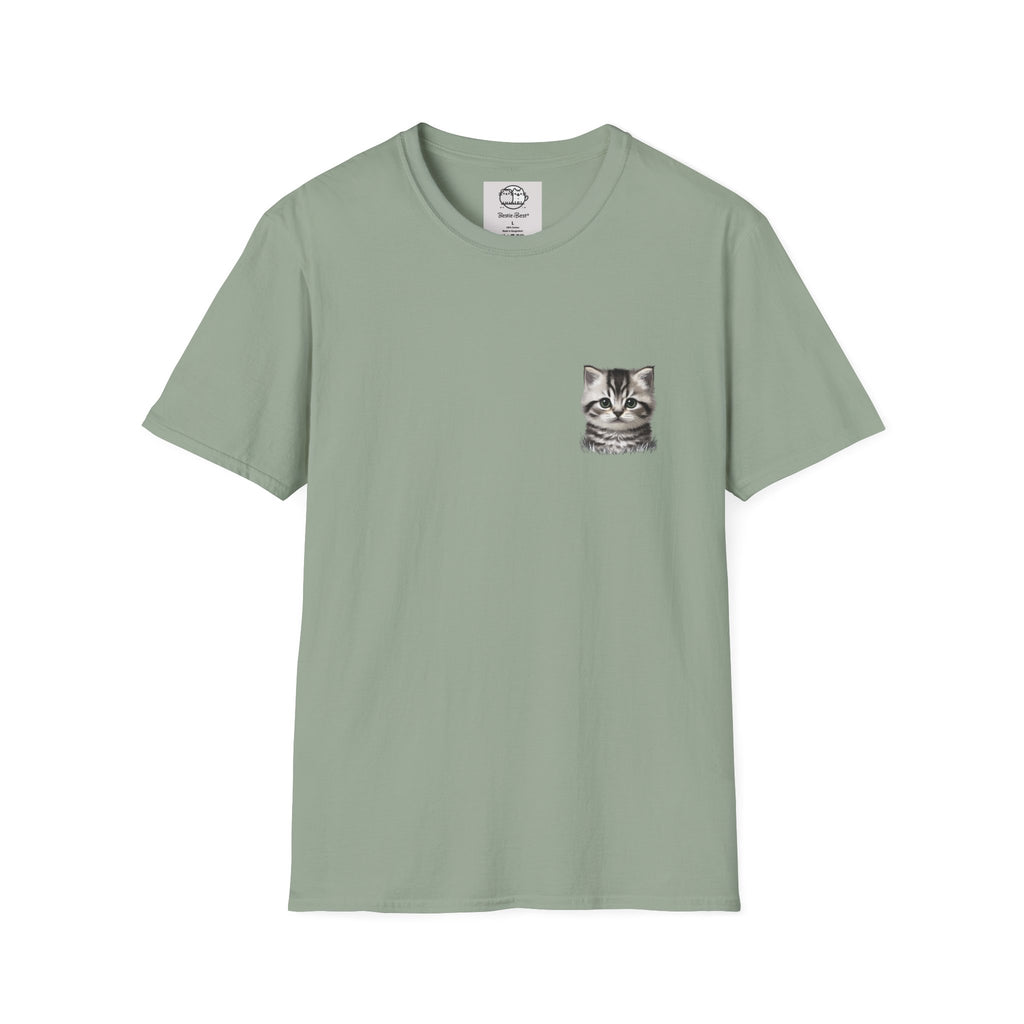 Proper Kitten Portrait T-Shirt | Small Chest Pocket Illustration- Bestie Best Collection