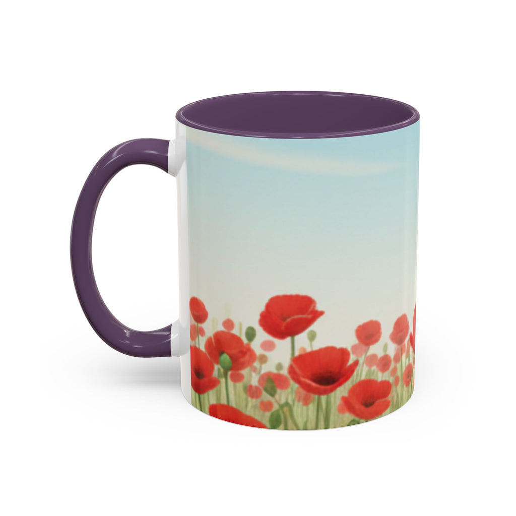 Poppy Field Accent Coffee Mug — Floral 11/15oz Ceramic Morning Cup Bright Uplifting