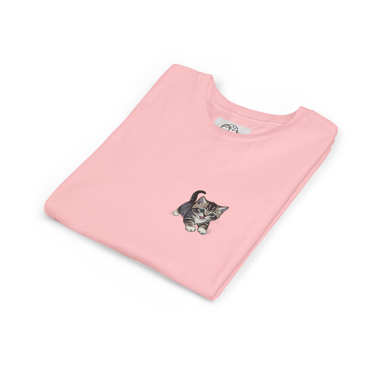 Tiny Grey Tabby Kitten Tee | Kids Cat Shirt, Pocket-Style Kitty Design- Paloma Collection