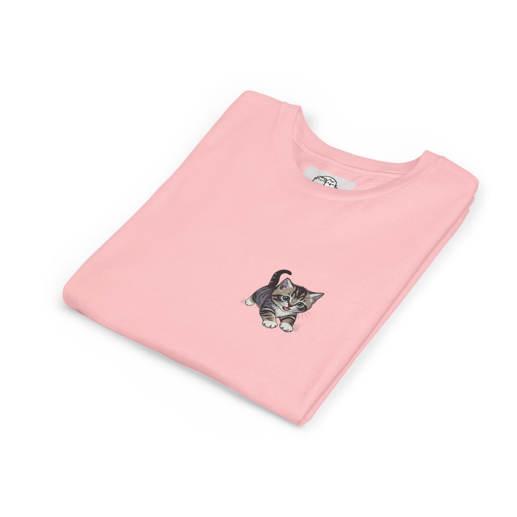 Tiny Tabby Kitten Tee | Kids Cat Shirt, Pocket-Style Kitty Design- Paloma Collection