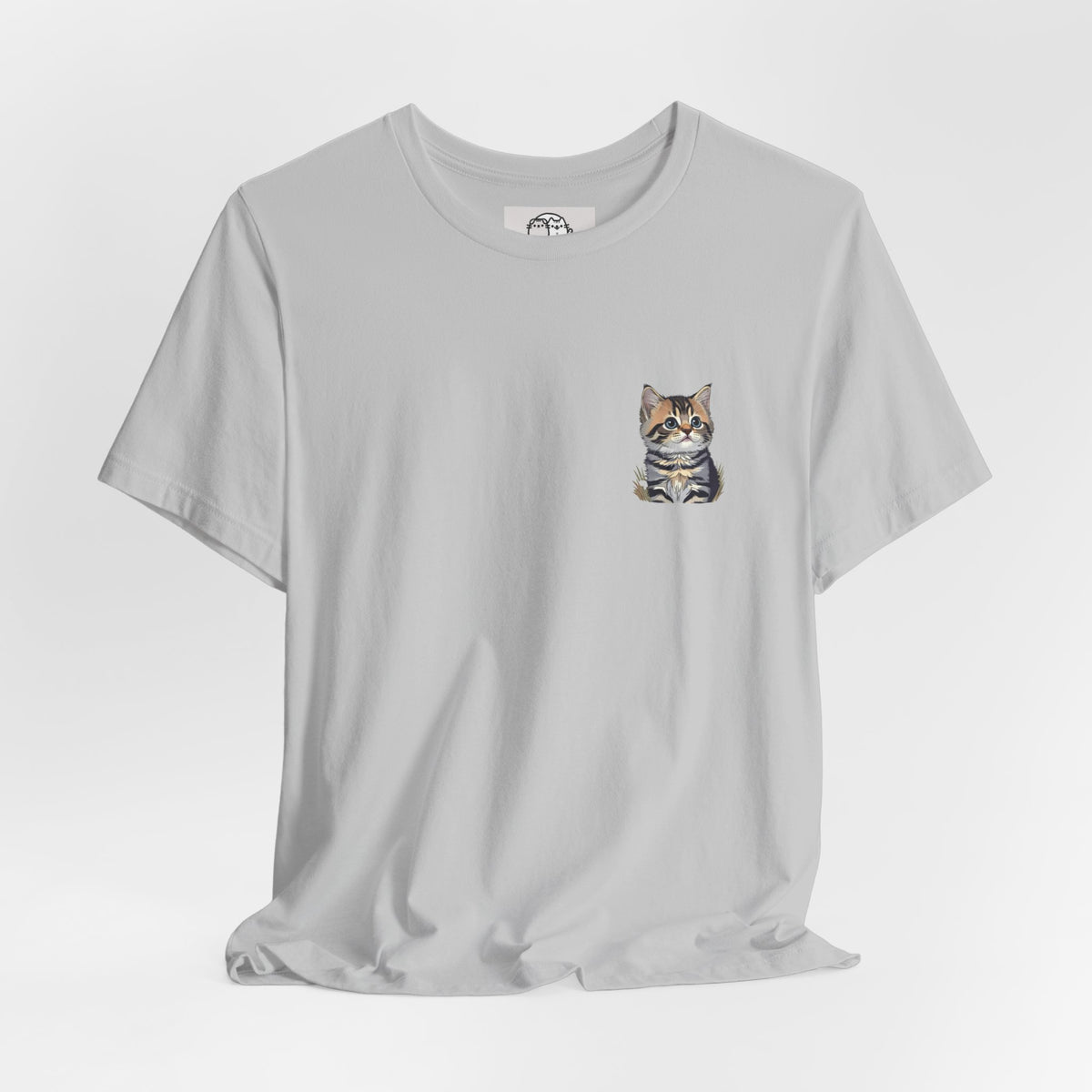 Main Coon Cat Pocket Art T-Shirt | Small Chest Cat Illustration- Bestie Best Collection