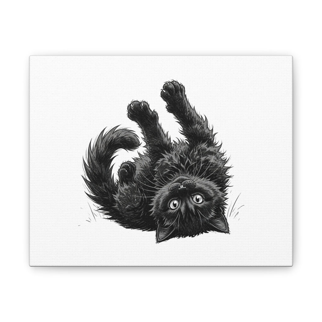 Playful Fluffy Black Kitten Canvas- Twixie Collection- Bestie Best Decor Collection