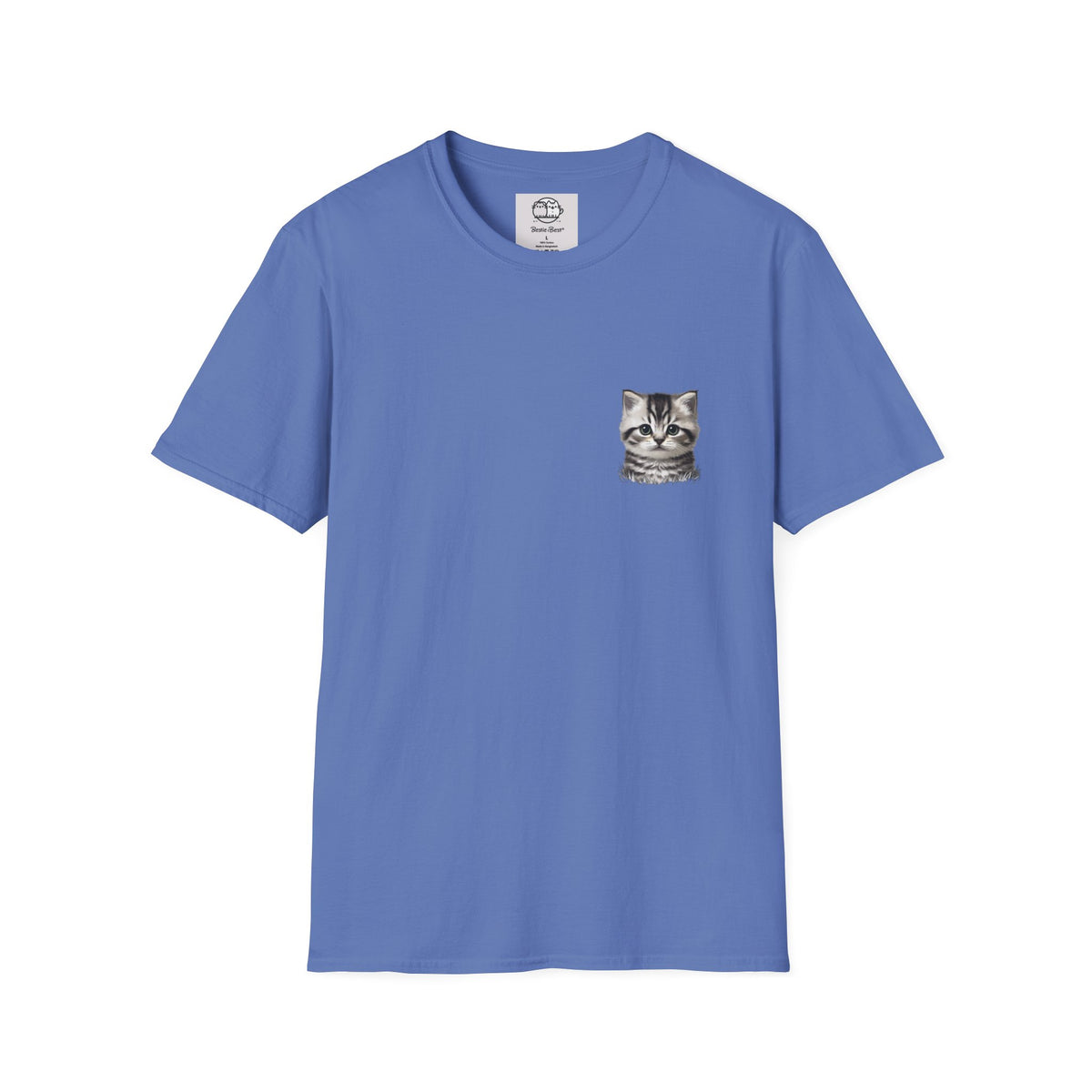 Proper Kitten Portrait T-Shirt | Small Chest Pocket Illustration- Bestie Best Collection