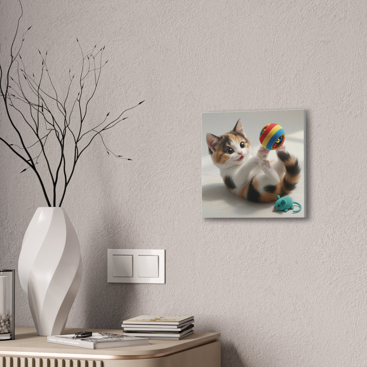 Playful Calico Kitten Canvas- Nursery Decor- Baby & Kids room Decor- Gloria Collection