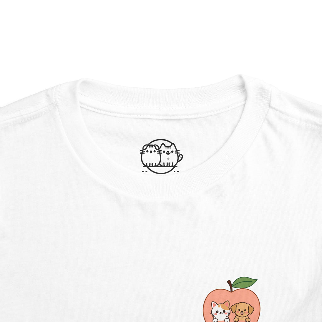 Peach Pocket Friends Toddler Tee | Cute Fruit Illustration