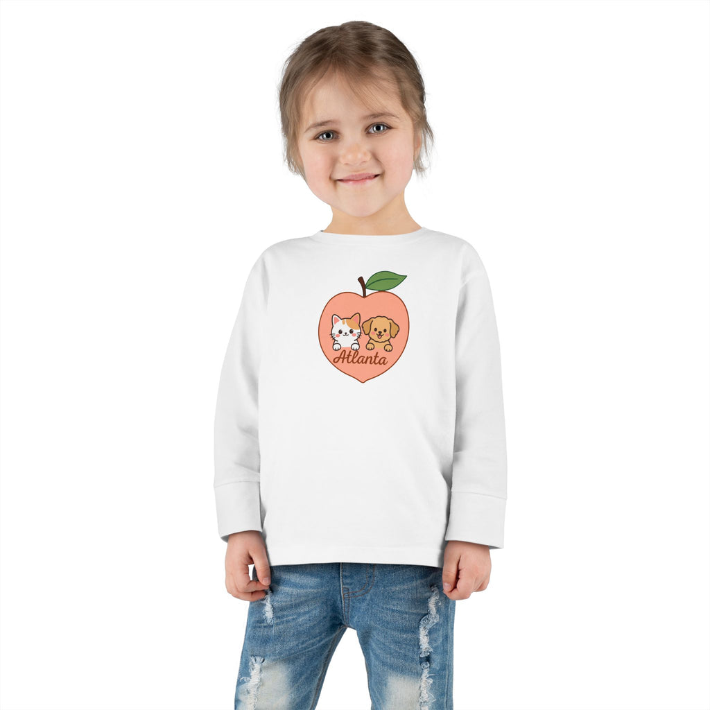 ATLANTA Peach Puppy and Kitten Toddler long sleeve tee | Cute Georgia design