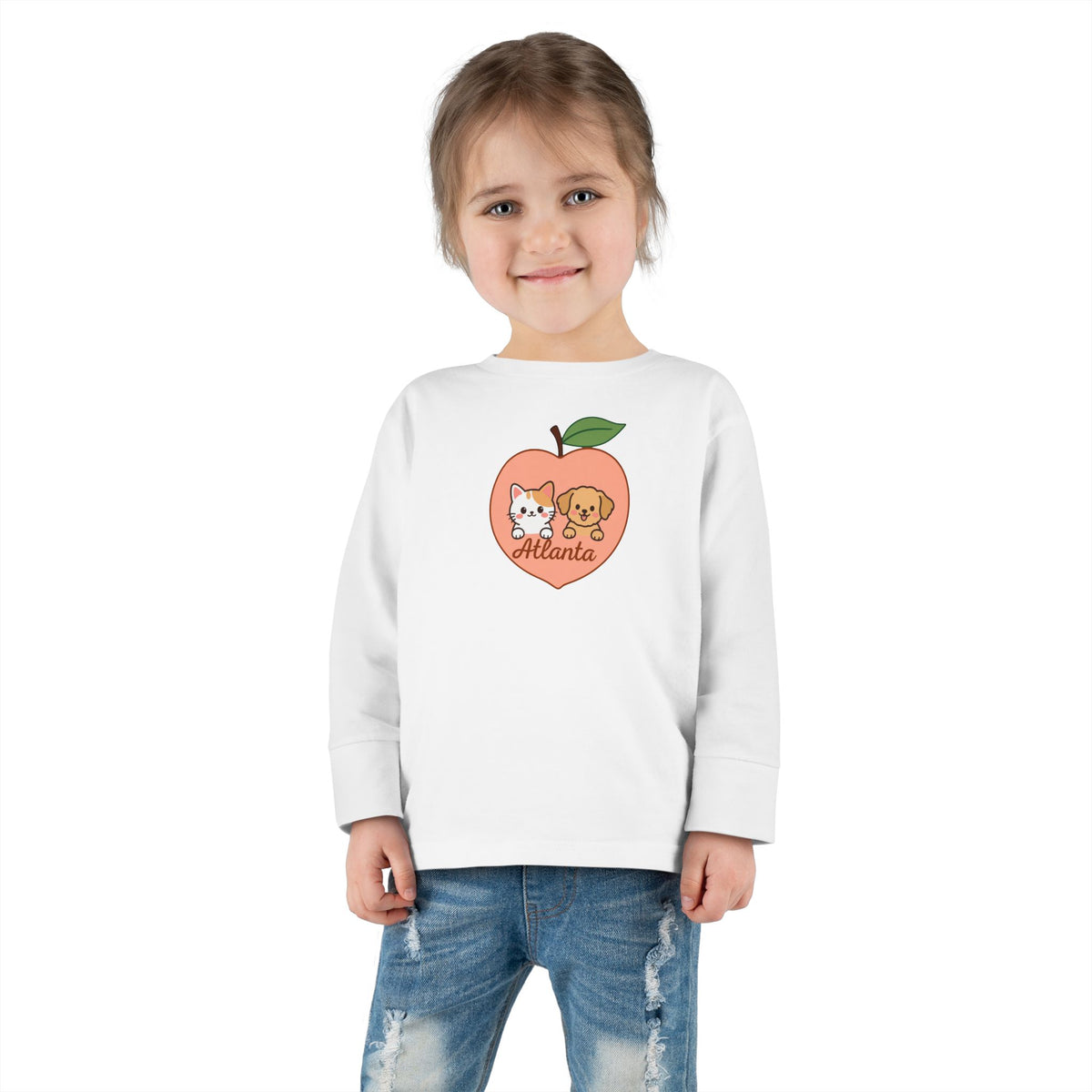 ATLANTA Peach Puppy and Kitten Toddler long sleeve tee | Cute Georgia design