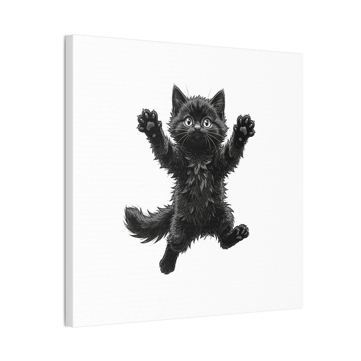 Playful Fluffy Black Kitten Canvas- Twixie Collection- Bestie Best Decor Collection