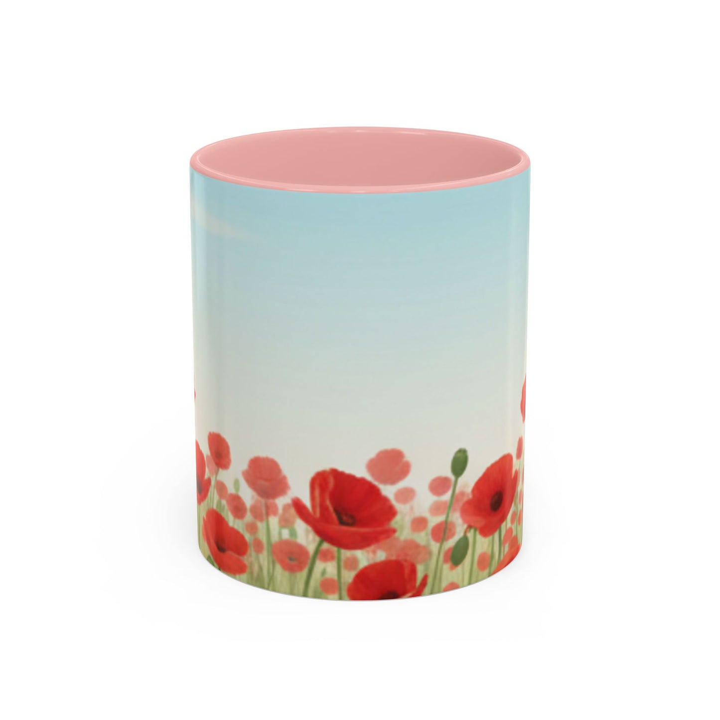 Poppy Field Accent Coffee Mug — Floral 11/15oz Ceramic Morning Cup Bright Uplifting