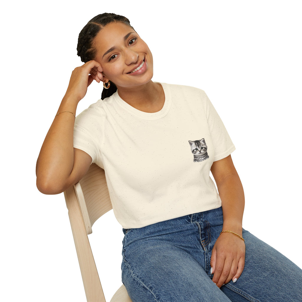 Proper Kitten Portrait T-Shirt | Small Chest Pocket Illustration- Bestie Best Collection