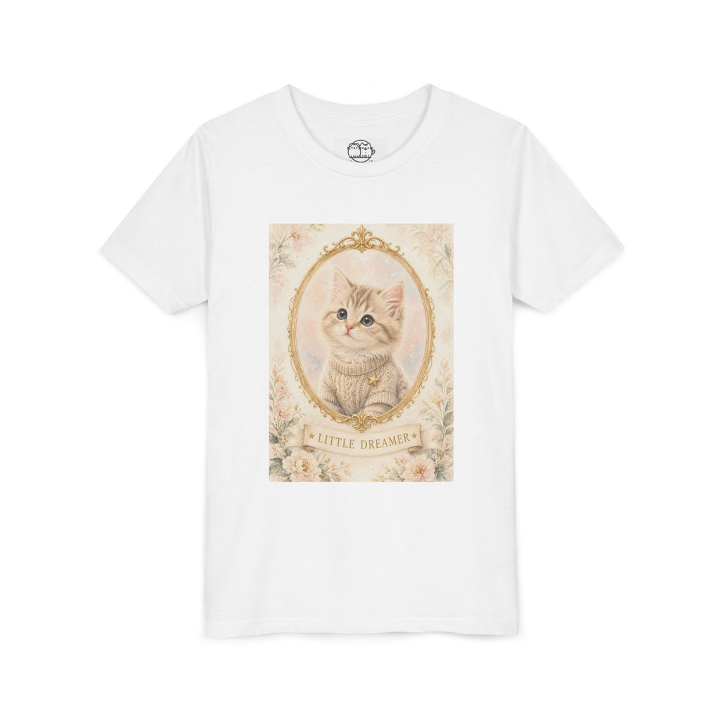 Little Dreamer Kitten Youth Tee | Vintage Floral Portrait, Cute Cat- Bestie Best Luxury Collection