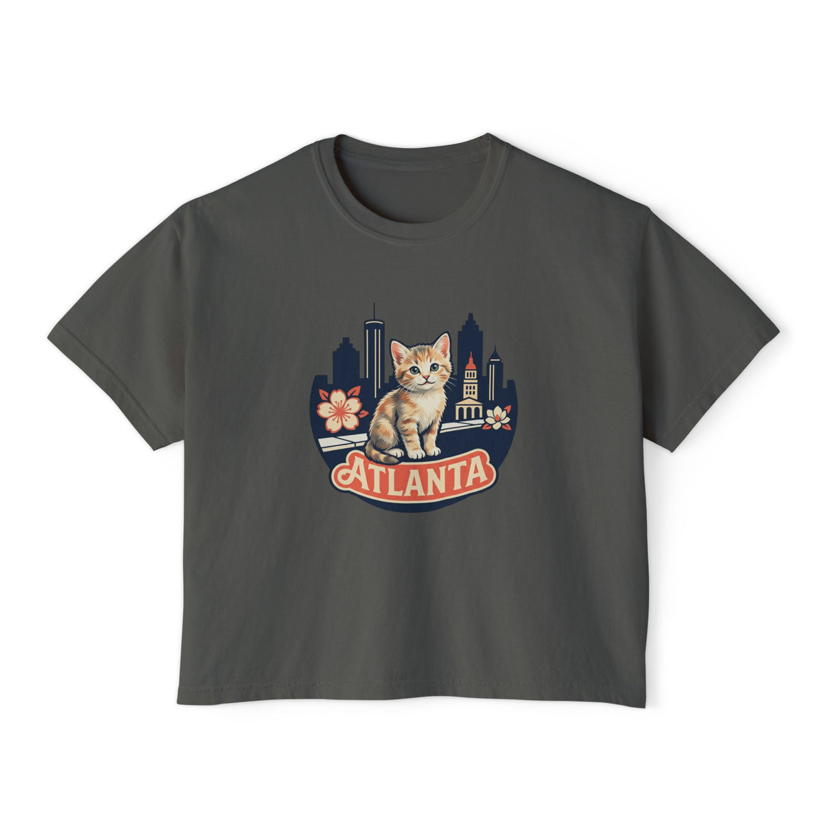 Atlanta Skyline Cat Tee | Peachy Retro City Cat Shirt
