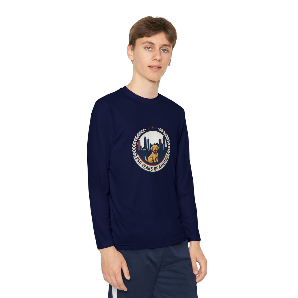 250 Years Celebration With Labrador in City Atlanta Skyline Tee | Youth Long Sleeve