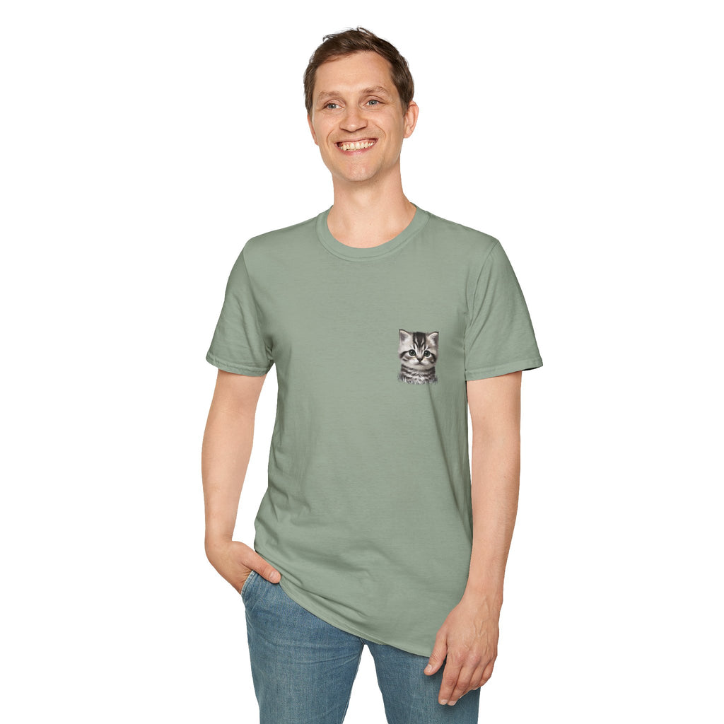 Proper Kitten Portrait T-Shirt | Small Chest Pocket Illustration- Bestie Best Collection
