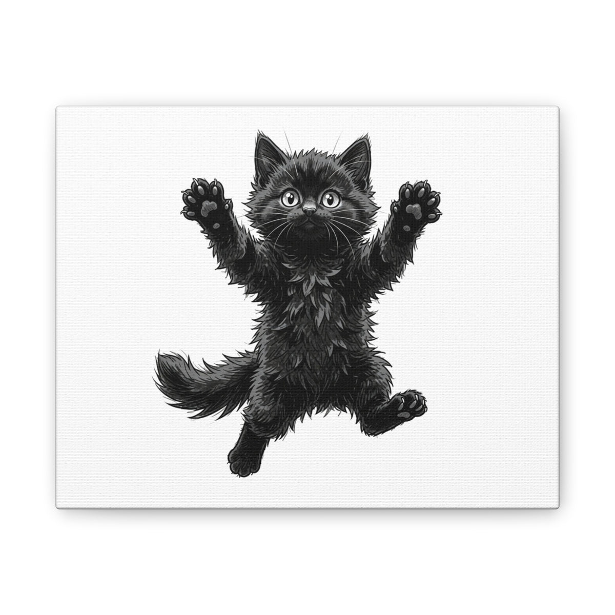 Playful Fluffy Black Kitten Canvas- Twixie Collection- Bestie Best Decor Collection
