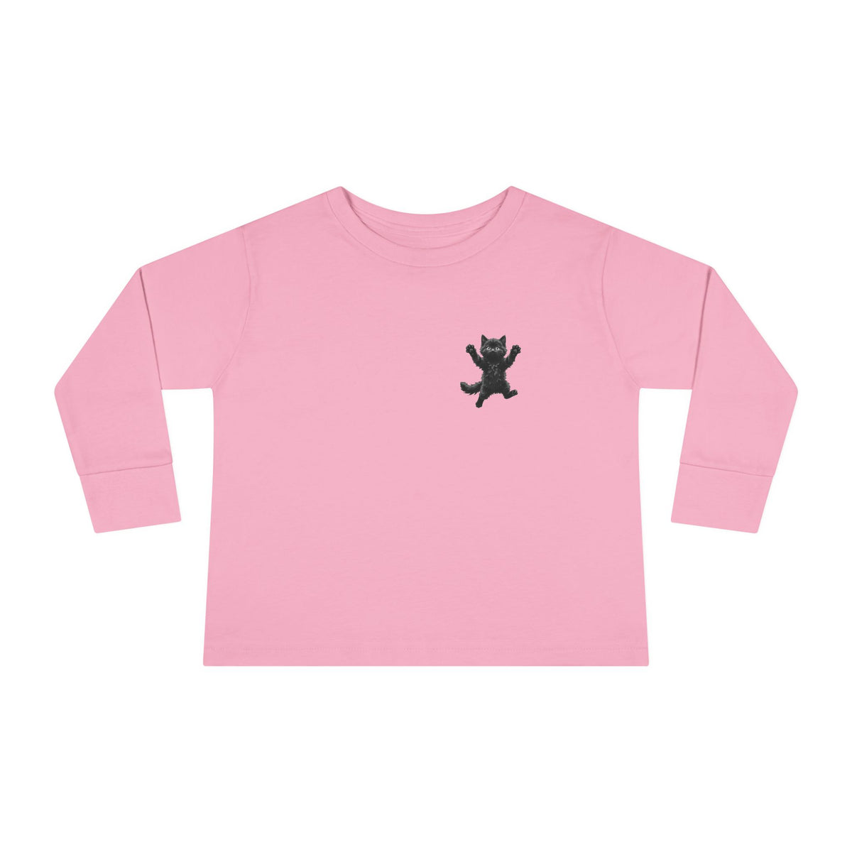 Playful Black Fluffy Kitty toddler long sleeve tee | Mini graphic- Twixie Collection- Bestie Best Collection