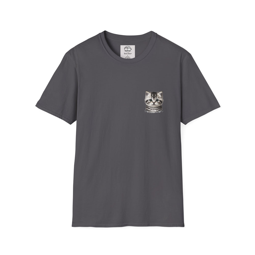 Proper Kitten Portrait T-Shirt | Small Chest Pocket Illustration- Bestie Best Collection