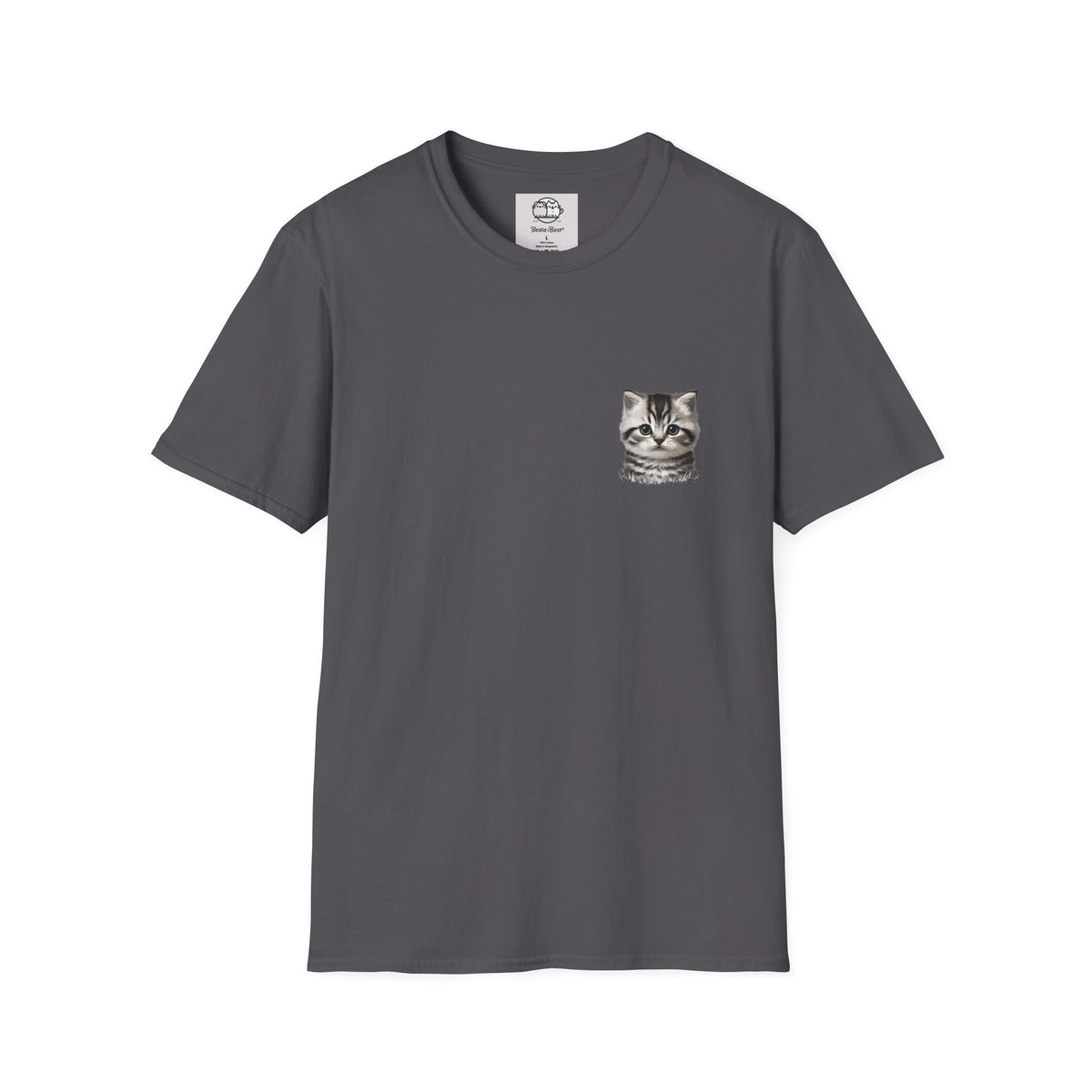 Proper Kitten Portrait T-Shirt | Small Chest Pocket Illustration- Bestie Best Collection