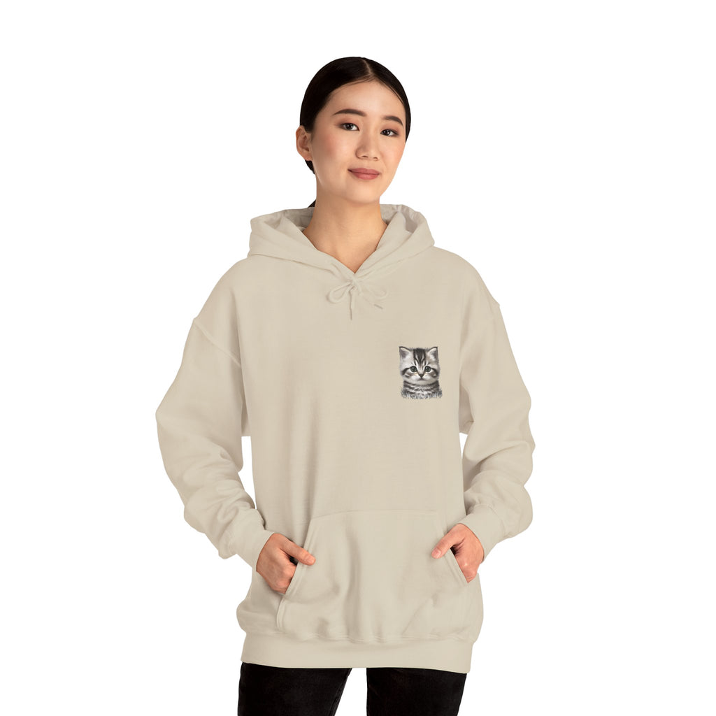 Proper Cat Portrait Illustration Hoodie | Small Chest Print, Bestie Best Collection