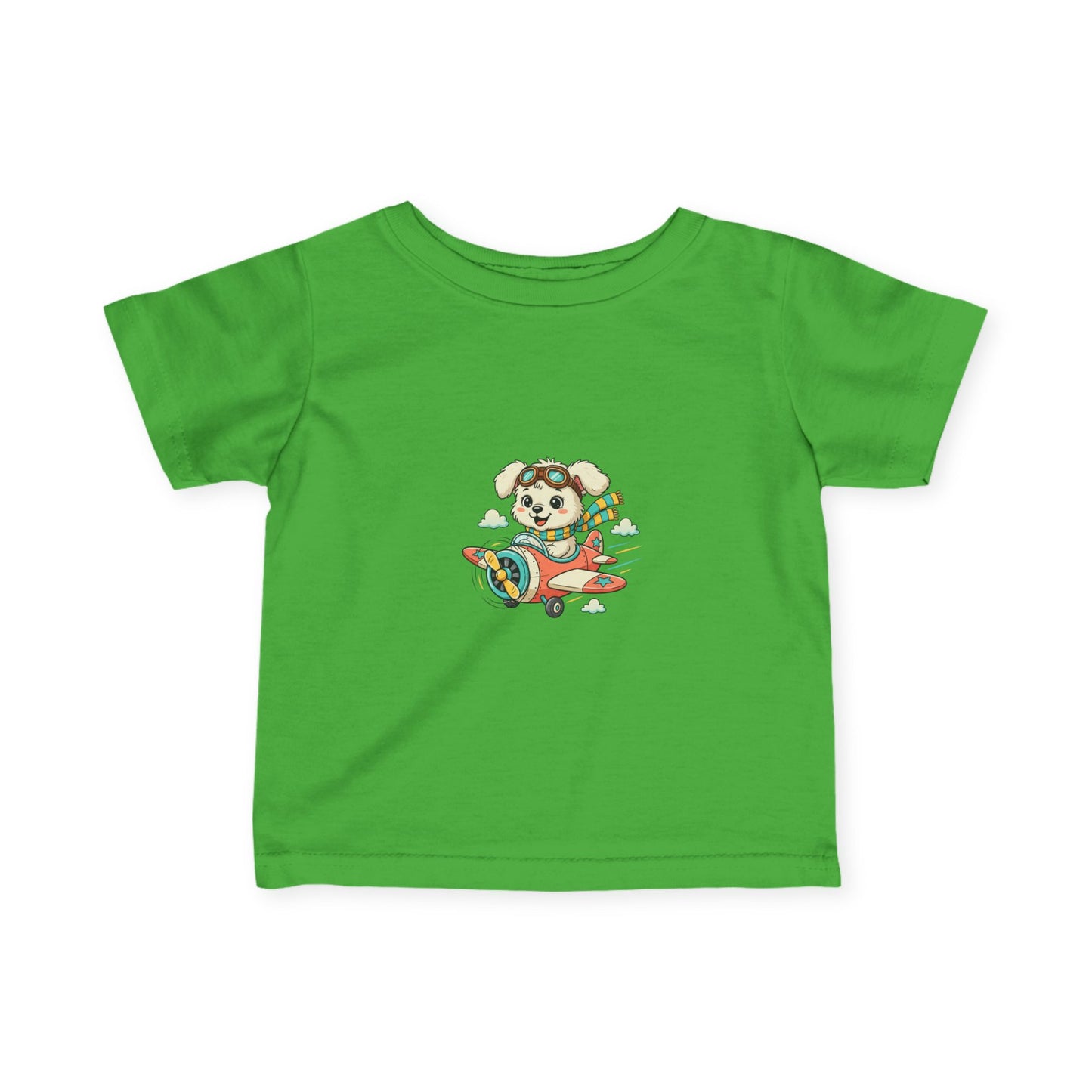 Bestie Best Infant Tee — Cute Pilot Puppy on Airplane- Unisex- Baby Shirt