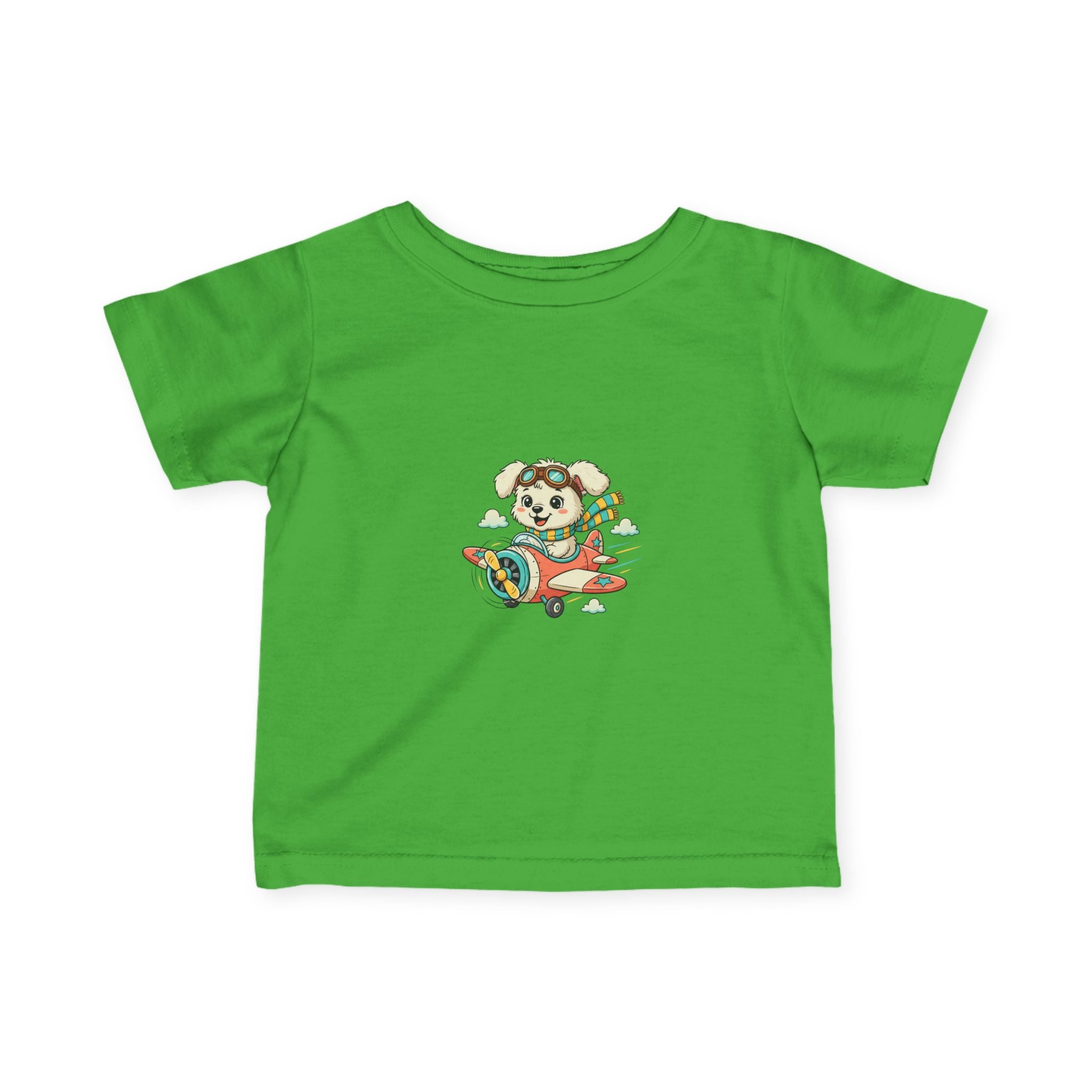 Bestie Best Infant Tee — Cute Pilot Puppy on Airplane- Unisex- Baby Shirt