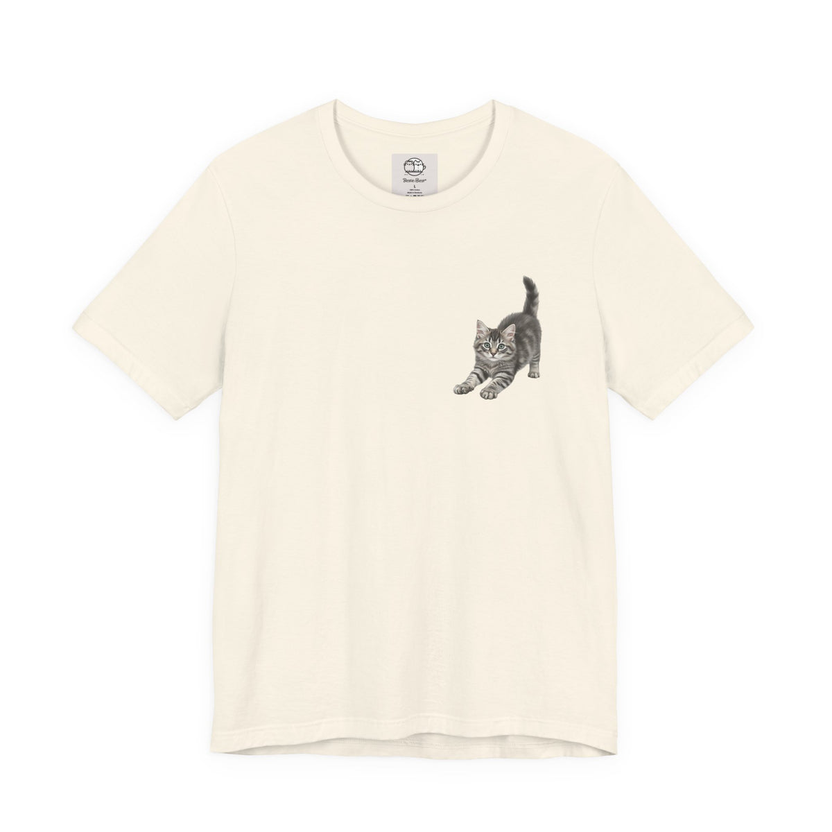 Playful Kitten Pounce Illustration Tee | Carmen Collection Cat Drawing
