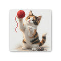 Calico Kitten with Red Yarn Canvas- Nursery Decor- Baby & Kids Room- Kitten Gloria Collection