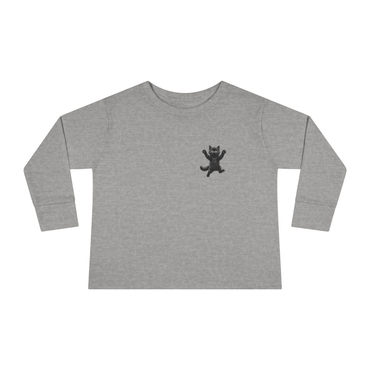 Playful Black Fluffy Kitty toddler long sleeve tee | Mini graphic- Twixie Collection- Bestie Best Collection