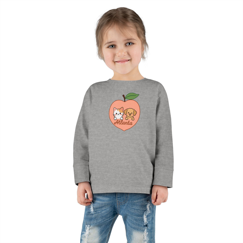ATLANTA Peach Puppy and Kitten Toddler long sleeve tee | Cute Georgia design