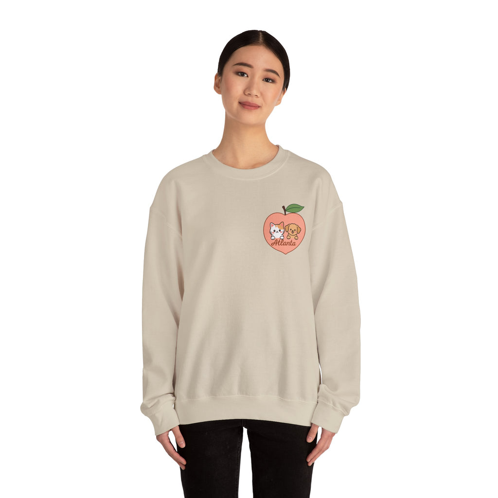 ATLANTA Peach Kitten & Doggie sweatshirt | Cute GA peach illustration