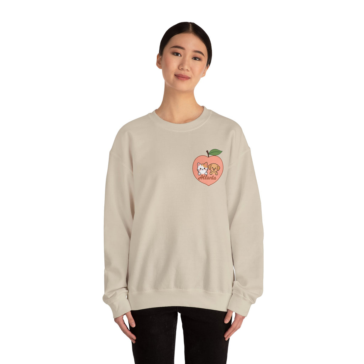 ATLANTA Peach Kitten & Doggie sweatshirt | Cute GA peach illustration