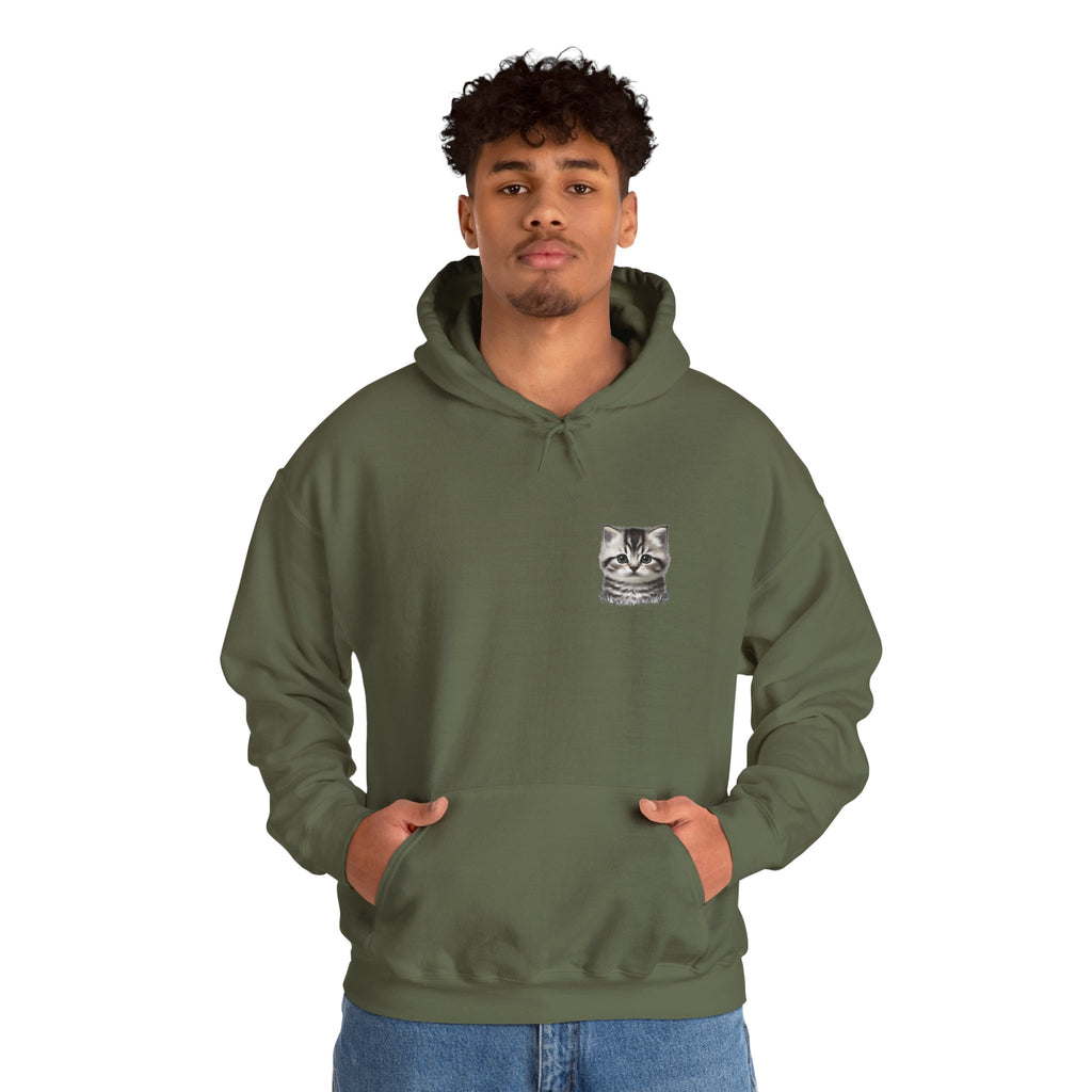 Proper Cat Portrait Illustration Hoodie | Small Chest Print, Bestie Best Collection