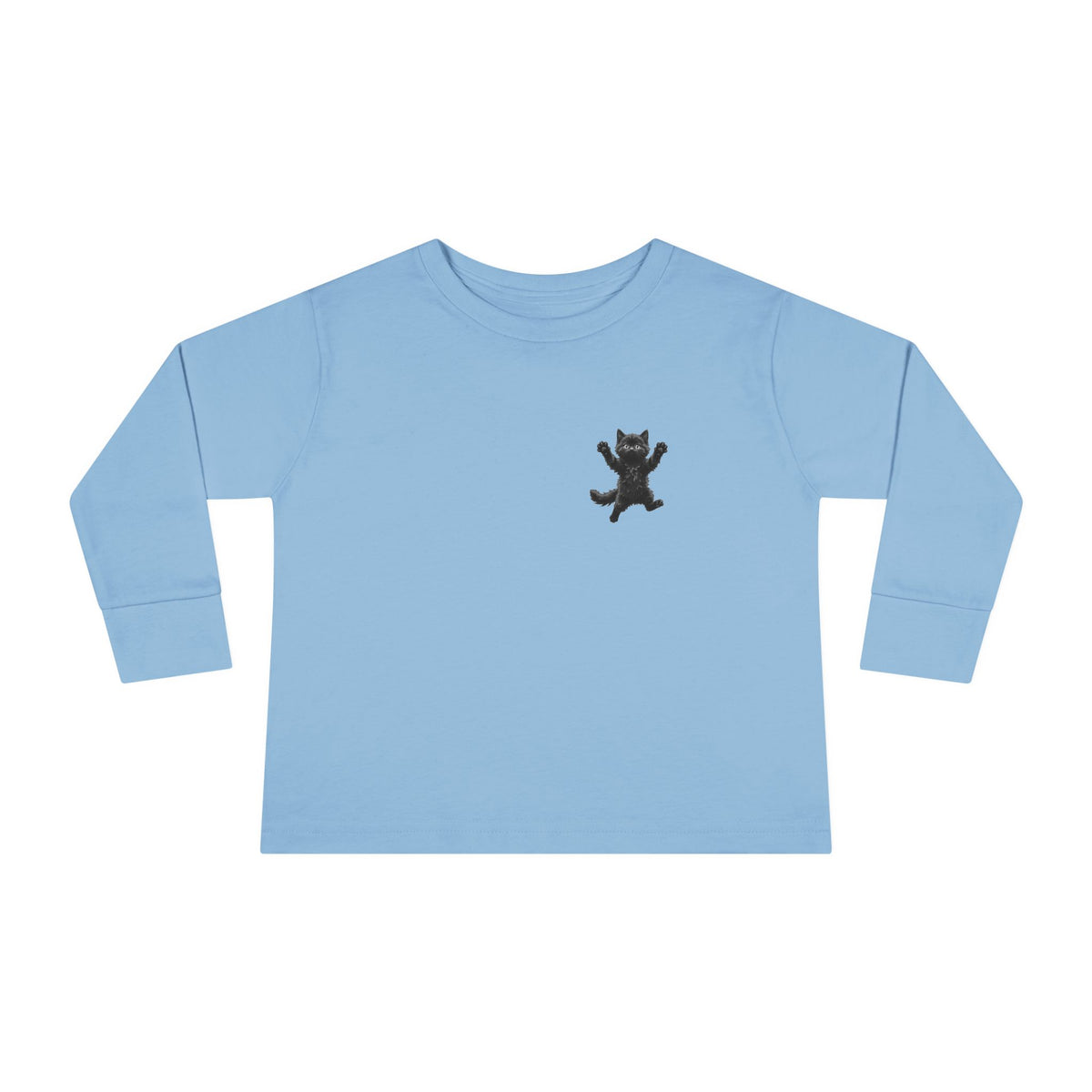 Playful Black Fluffy Kitty toddler long sleeve tee | Mini graphic- Twixie Collection- Bestie Best Collection