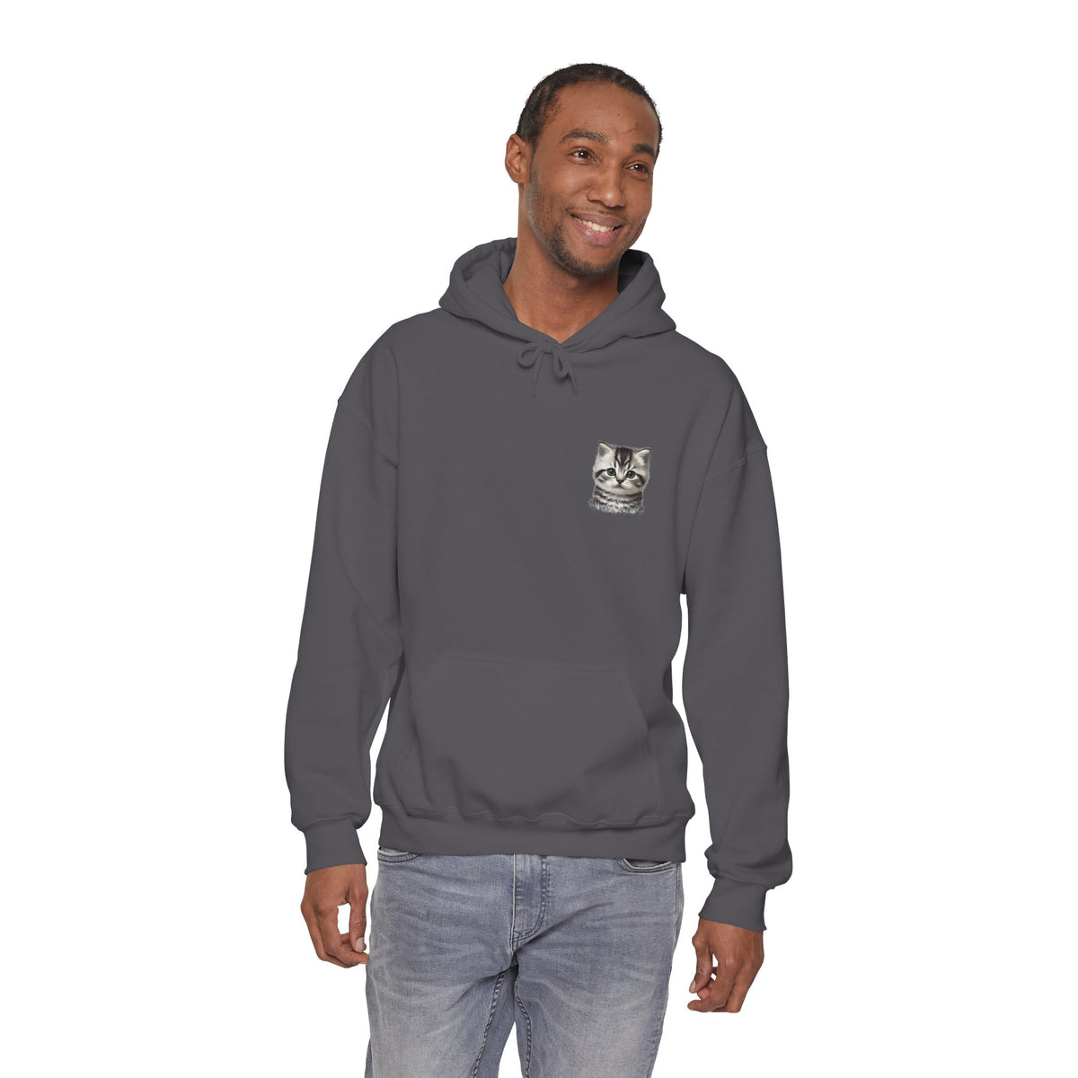 Proper Cat Portrait Illustration Hoodie | Small Chest Print, Bestie Best Collection