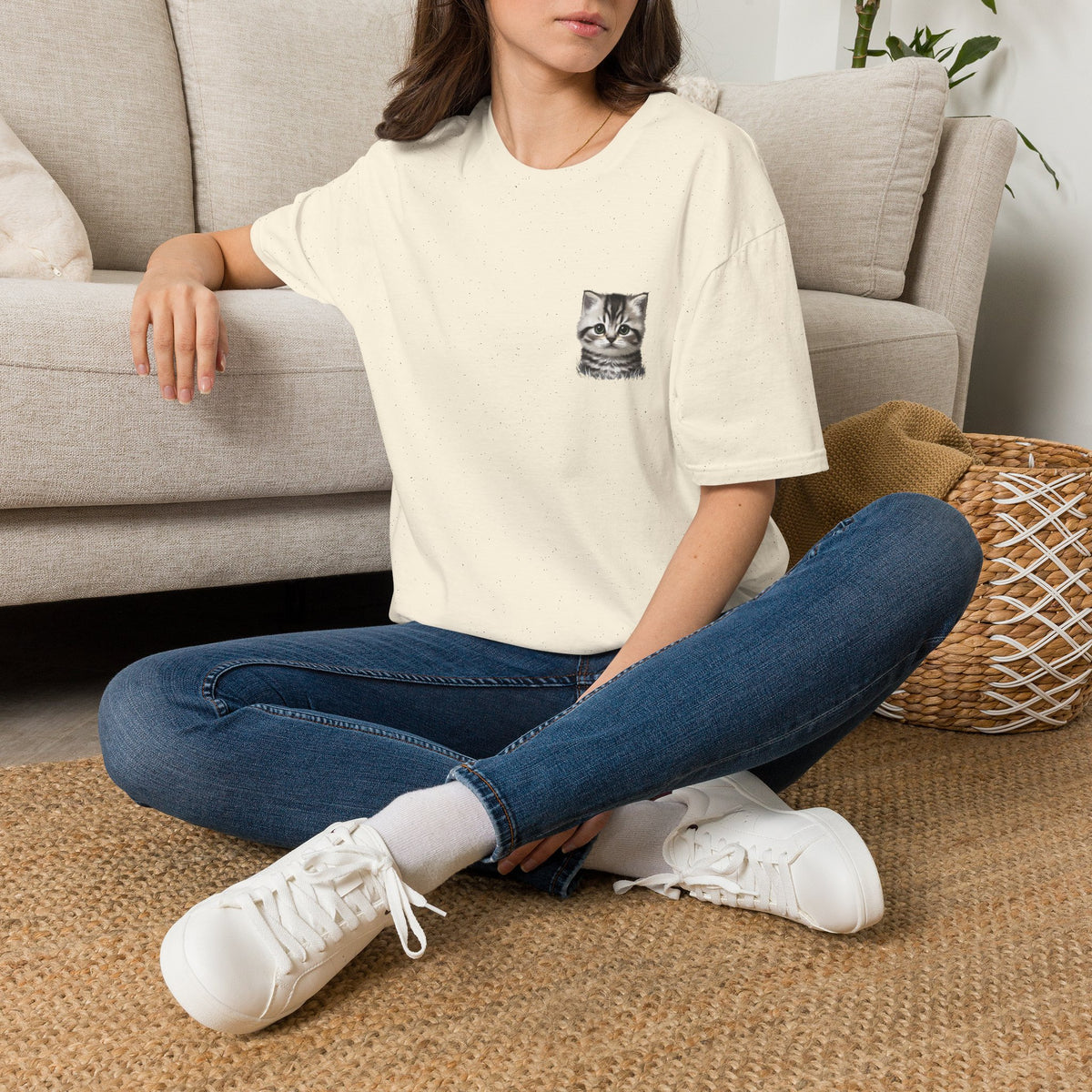Proper Kitten Portrait T-Shirt | Small Chest Pocket Illustration- Bestie Best Collection