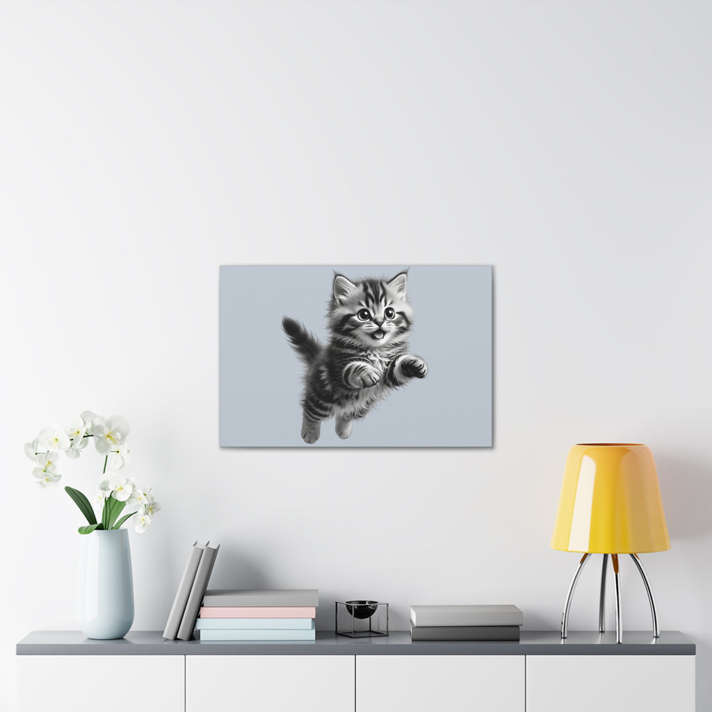 Playful tabby Kitten Canvas- Sage Collection- Bestie Best Decor Collection